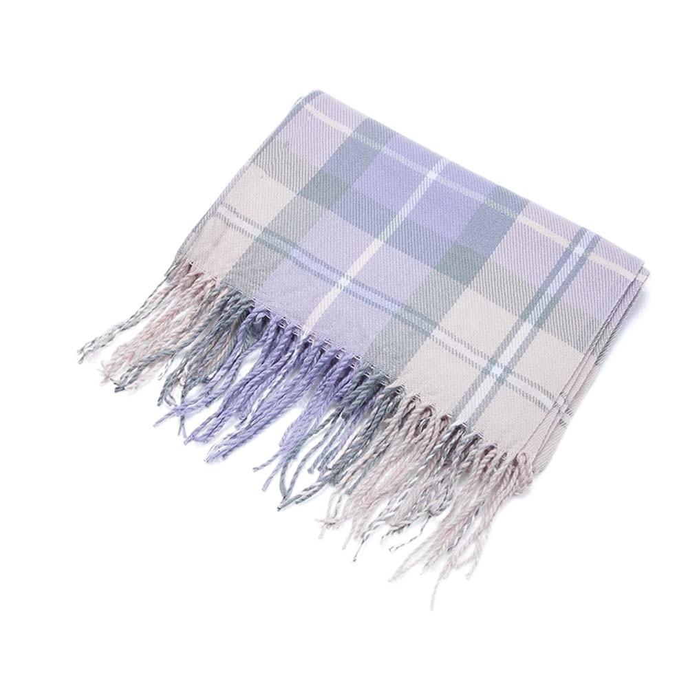 Soft Classic Plaid Scarf Cold-proof Long Neckscarf with Tassel Large Knitted Wool Shawl Winter