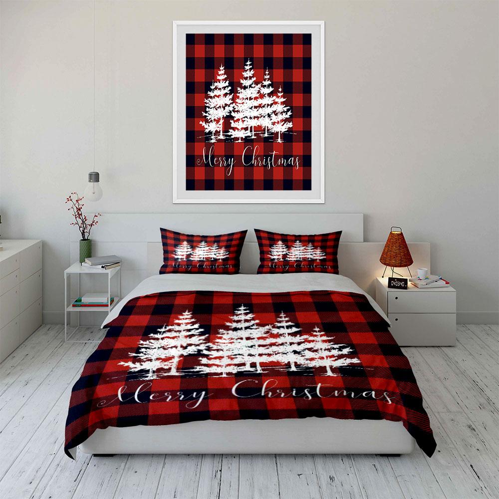 "Merry Christmas Plaid Bedding" Bedding Duvet Cover Set Duvet Cover Pillowcases (1 * Duvet Cover 2 * Pillowcases, without duvet insert)