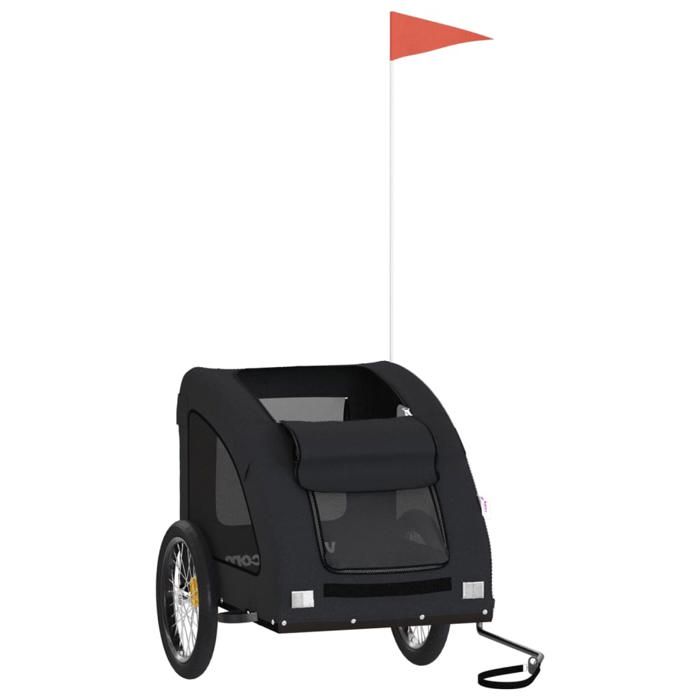 Remorque de vélo pour chien - VIDAXL - Noir - Tissu Oxford imperméable - Cadre en fer durable - Grandes roues