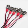 5 Stück 12mm 12/24VDC LED Metall-Anzeigelampe - Wasserdichtes Lichtsignal Kontrollleuchte Richtungsanzeige Armaturenbrett mit Kabel(rot)