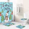 Christmas Toilet Seat Shower Curtain Four-Piece Printed Floor Mat Set Bathroom Floor Mat Bedroom Absorbent Door Mat Carpet