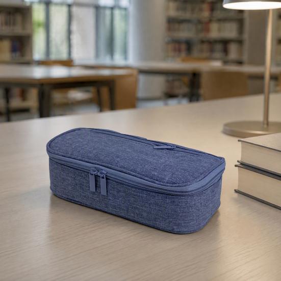 Portable School Supplies Bag Multi-compartment Pencil Case, Large Capacity Durable Stationery Organizer, Polyester Compact Wear-resistant Pouch