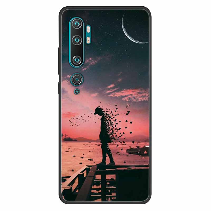 For Xiaomi Mi Note 10 Case Silicone Soft Owl Lion TPU Fashion Back Cover For Xiaomi Mi Note10 Cases Protective Printed Covers