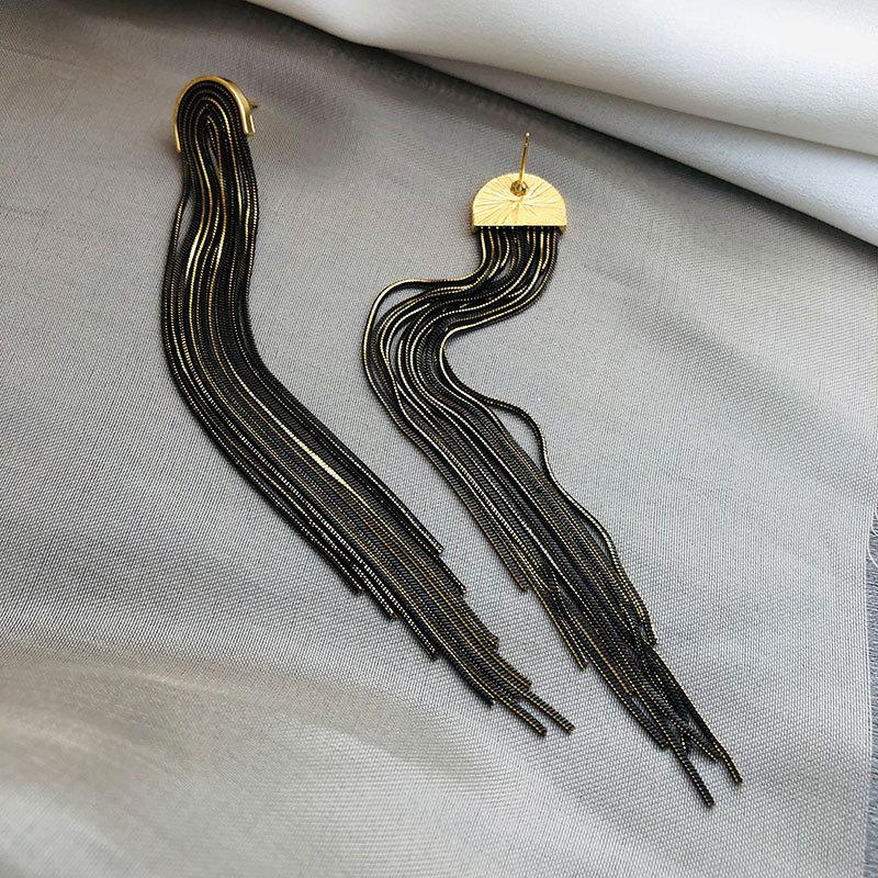 South Korea's New Long Tassel Earrings Fashion Vintage Trend Temperament Earrings Women Party Jewelry Accessories