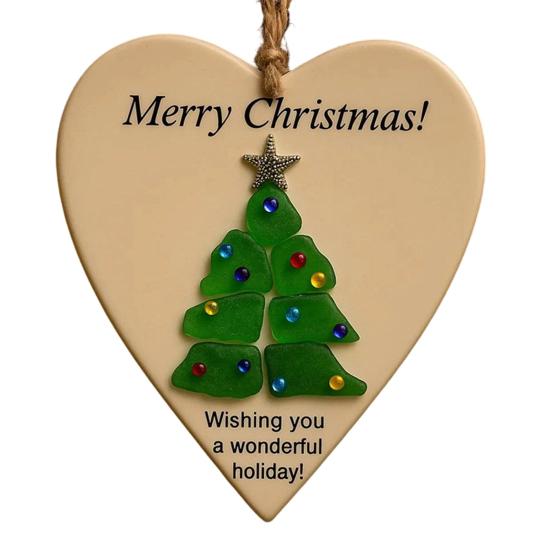 Vánoční ozdoba z mořského skla Ručně vyráběné umění z mořského skla Závěsná dekorace na vánoční stromek Oceánská tématika Suvenýr pro přátele