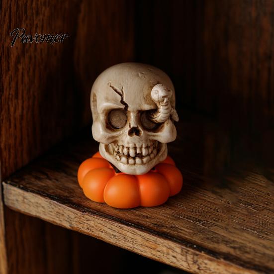 Holiday Home Accents 2Pcs Halloween Rotating Tombstone/Pumpkin/Ghost/Skull Figurine, Funny Desktop Toy, 360 Gift for Kids Degree Swivel Ornaments