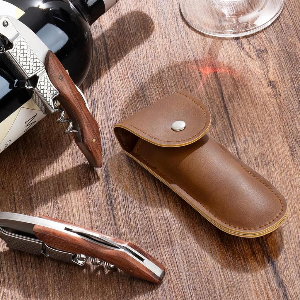 1/2/4 Pak Wijnflesopener Leerhoes, Opvouwbare Wijnopener Tas, Wijnmes Hoes, Flesopener Holster Kleine Leren Tas