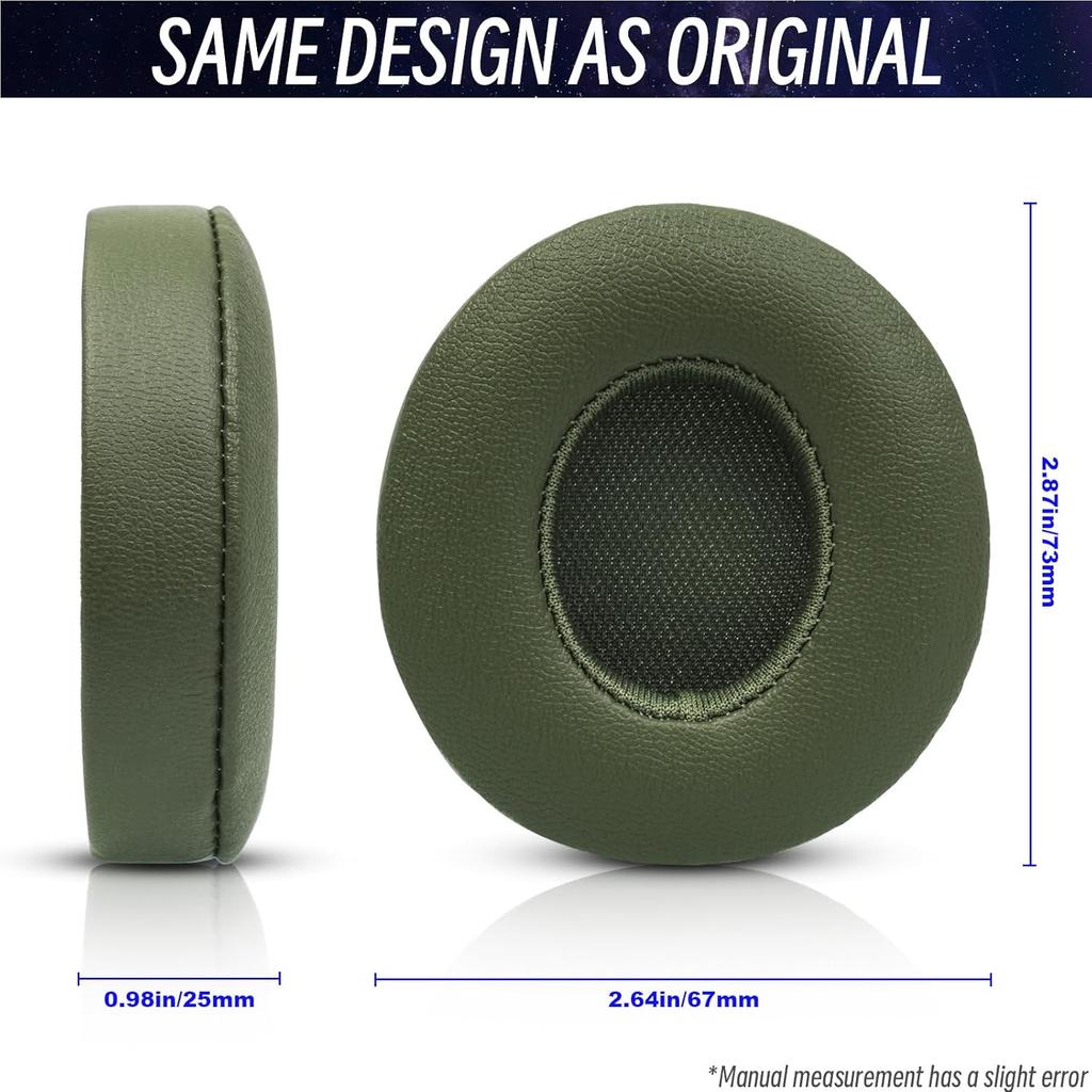 Replacement Ear pads for Beats Solo 3 Wireless Headphones & Beats Solo2 Headphones, Soft Protein Leather, Increase thickness (Turf Green)