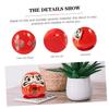 TOYMYTOY Set of 2 Daruma Egg Daruma Fortune Ceramic Ornament Chart Mini Sera