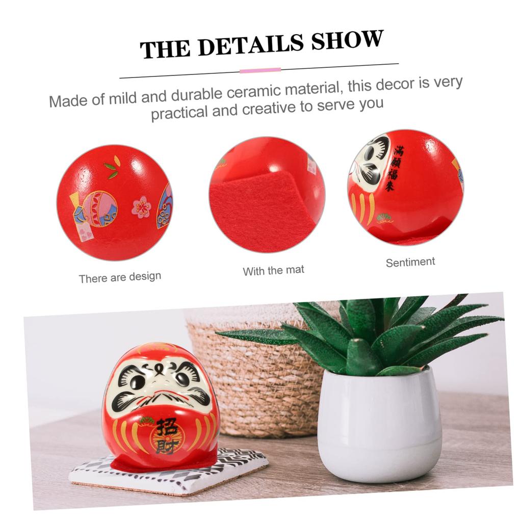 TOYMYTOY Set of 2 Daruma Egg Daruma Fortune Ceramic Ornament Chart Mini Sera