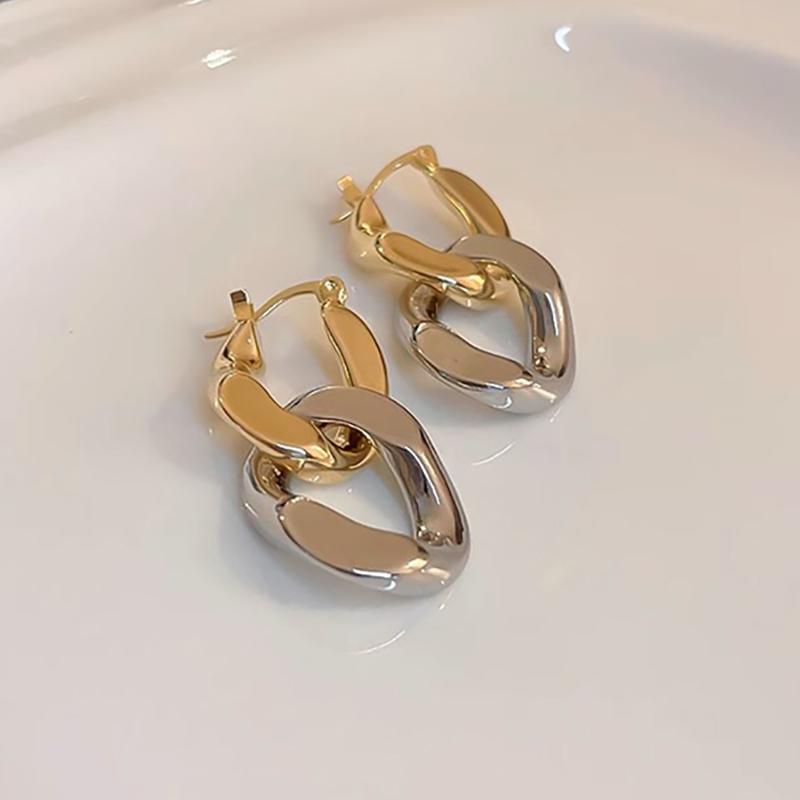 Foxanry Bicolor Earrings For Women Minimalist Vintage Elegant Party Jewelry Accessories Gifts