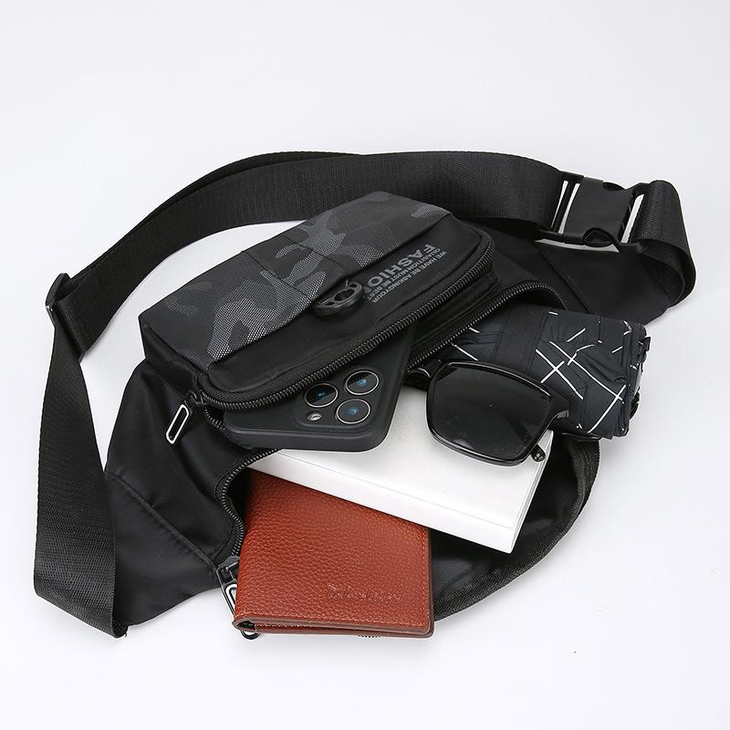 Outdoor Sports Men's Pockets New Lightweight Oxford Cloth Shoulder Bag Multi layer Casual Joker Chest Bag