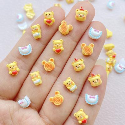 100 PIÈCES Petits Ours Décorations Charms pour Nail Art Fournitures Kawaii Série Dessin Animé Accessoires Pièces Résine Matériau Décor Manucure