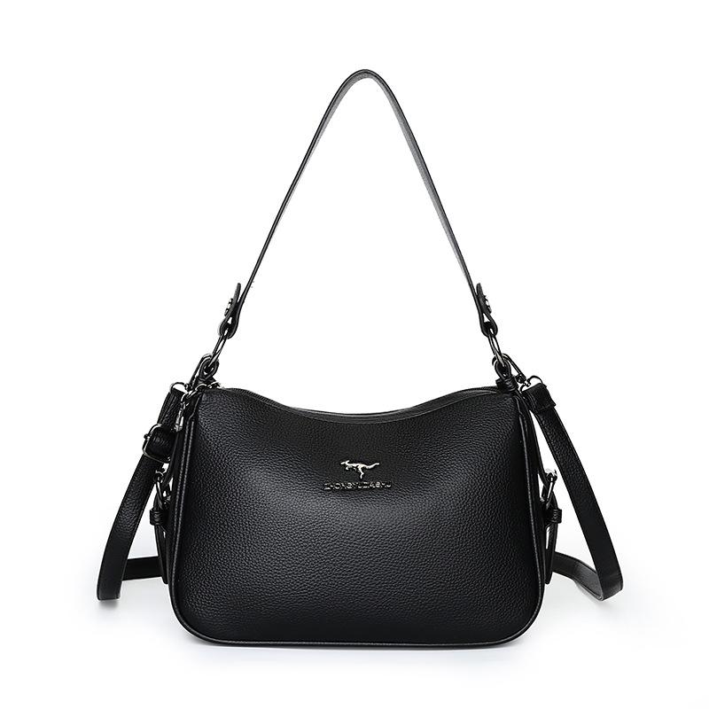 High-end Soft Leather Medium Mother Bag Women's Bag New Fashion Messenger Bag Simple and Versatile Temperament Single Shoulder Armpit Bag