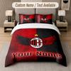 Set Biancheria da Letto Personalizzato Motivo AC Milan, Stampa Nome Testo 1 Copripiumino più 2 Federe Tessile per la Casa
