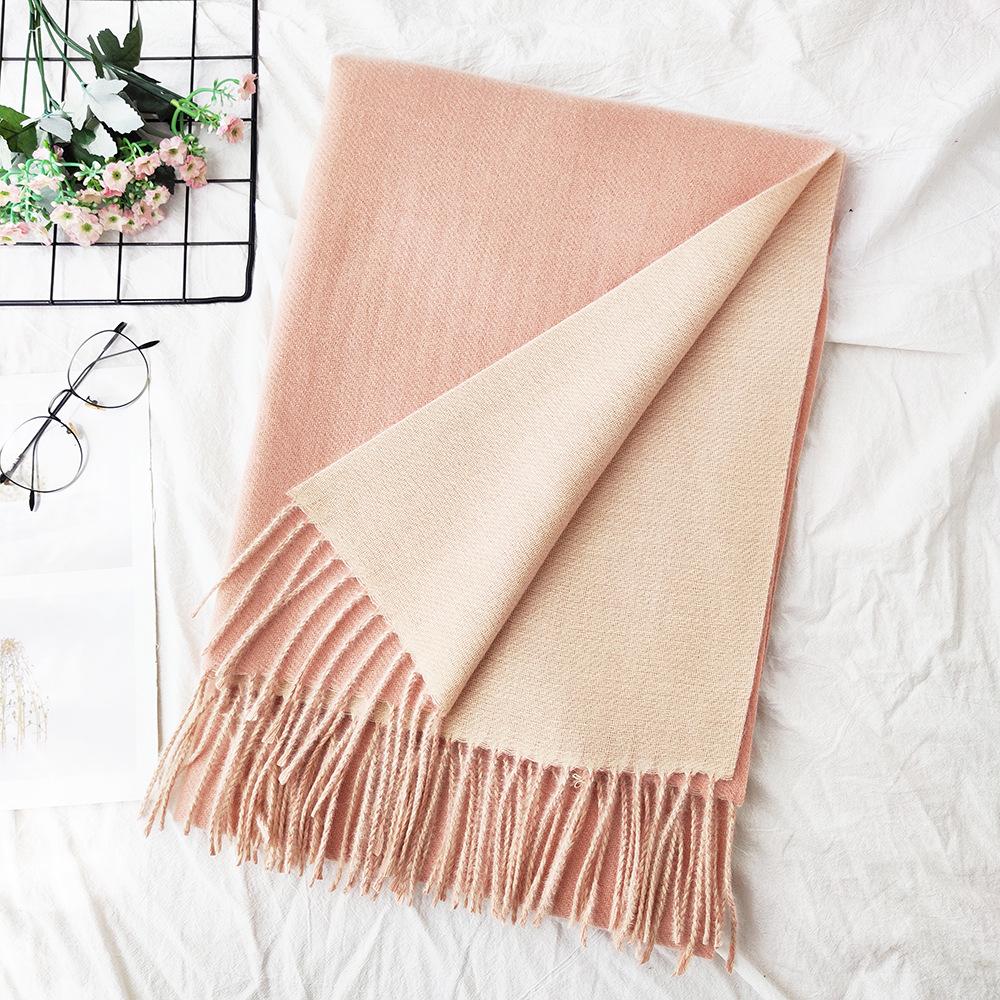 Thickened Solid Color Double sided Imitation Cashmere Scarf Autumn and Winter Atmosphere Women's High End Versatile Men's Scarf Warm Shawl