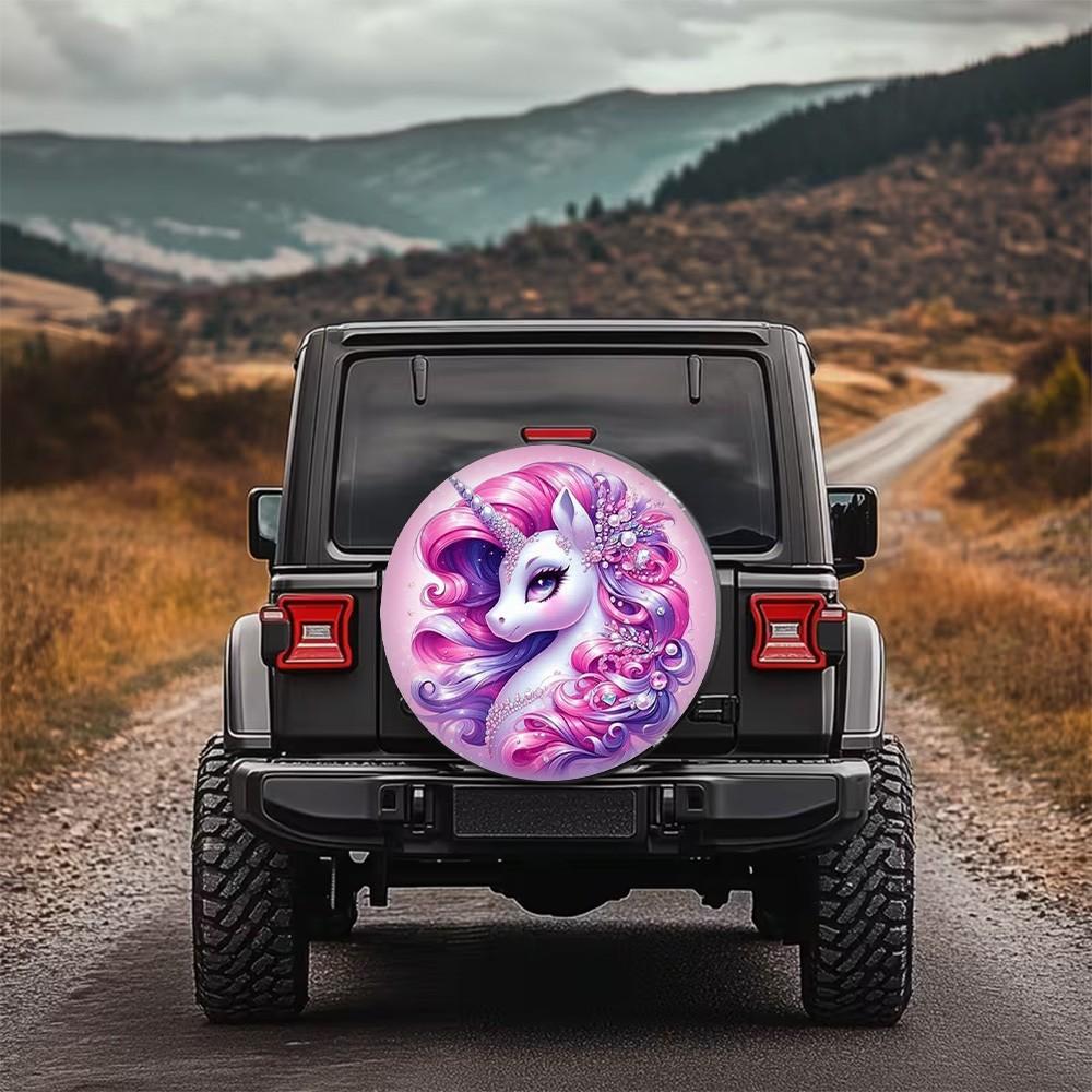 Dreamy Unicorn Spare Tire Cover Polyester Waterproof Protector For SUV Truck Universal Fit