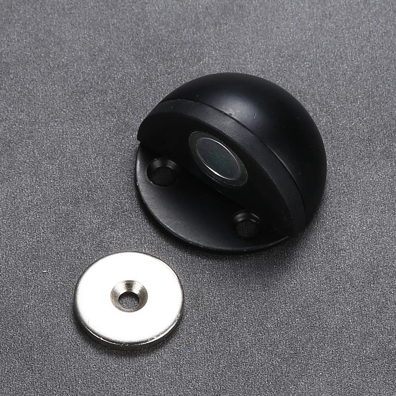 No-Drill Stainless Steel and Wood Magnetic Door Stopper Anti-Collision Floor Mount