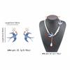 Beads Blue Enamel Swallow Necklace Bird Women's Jewelry Set Luxury Geometric Earrings  Evening