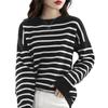 ZANZEA Women Casual Round Neck Loose Long Sleeve Stripe Print Autumn Blouse