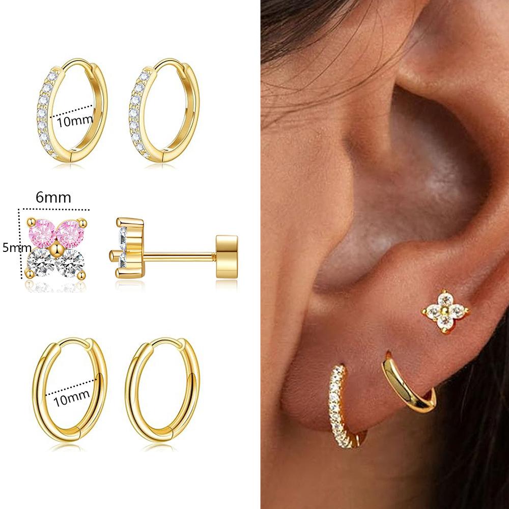 14K Gold Stainless Steel Earrings Flat Back Earrings Small Cartilage Hoop Earring for Women Hypoallergenic Multiple Piercing