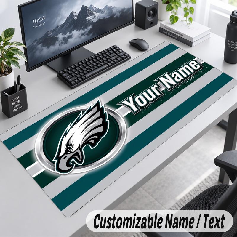 Philadelphia Eagles Personalized Large Mouse Pad Custom Name Text Extended Desk Mat Gaming Mousepad