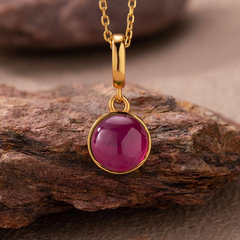 Minimalist Style Natural Hetian Jade Tiger Eye Blue Gold Agate Colored Treasure Pendant Necklace Women'S S925 Sterling Silver New Earrings