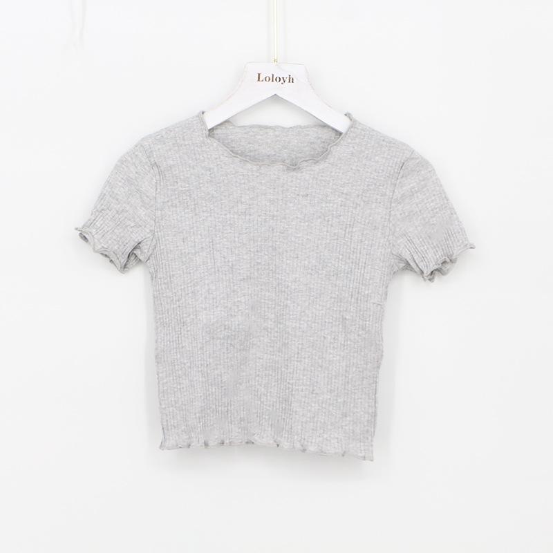 2025 Spring/Summer Women's Retro Ruffle Slim T-Shirt