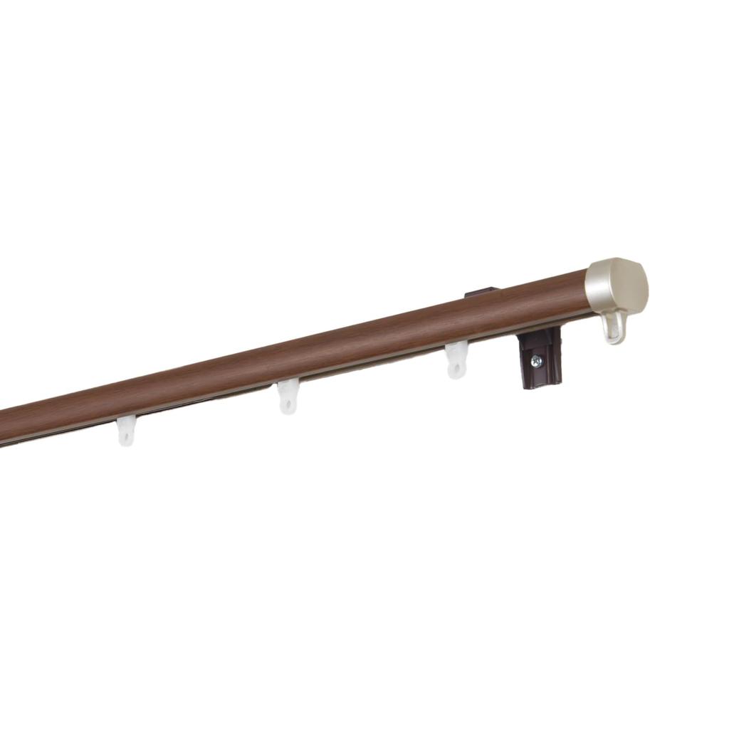 Toso Curtain Rail, 1.6m-3.0m, Brown, Wood Grain, Single, Retractable, Quiet, Ceiling Mount, Front Mount, 30009560
