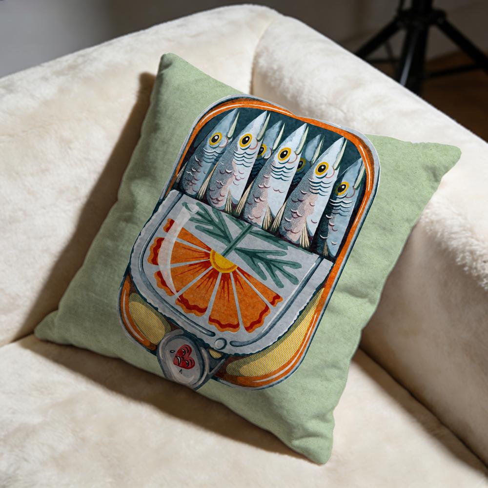 Sardine Can Cushion Cover Soft Decorative Pillow Case Suitable For Bedroom Sofa Car Travel Use