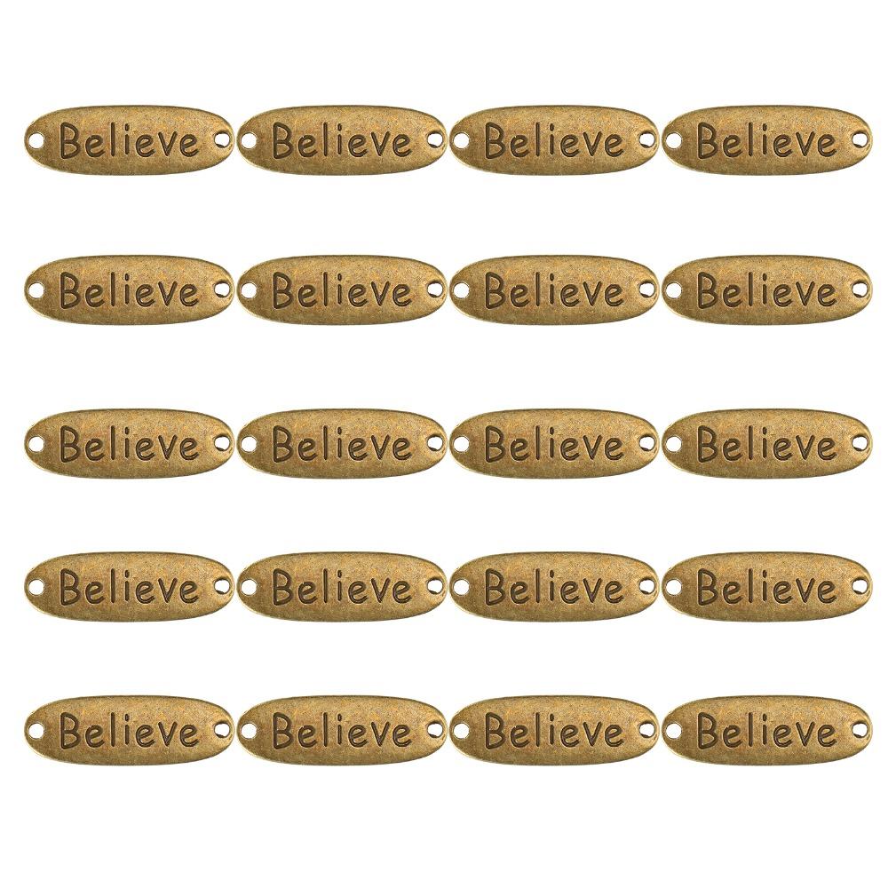 20pcs Dual Hole Alloy Pendant Charms Rectangle Shape Message Pendants Word Charms For Crafts