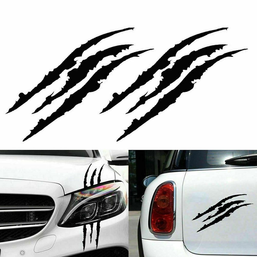 2pcs Claw Car Stickers, Black Car Headlight Decals, Claw Scratch
