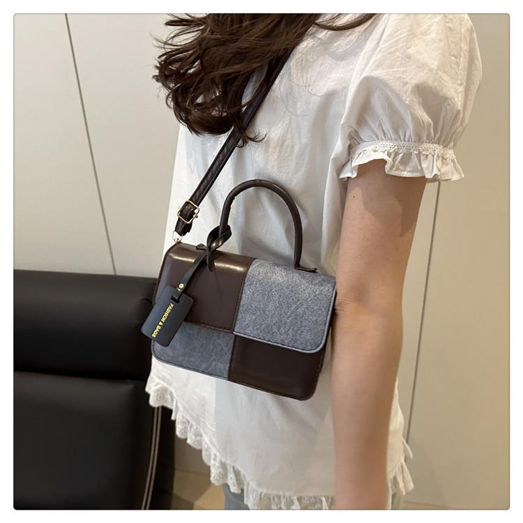 Fashion Splicing Texture Small Square Bag for Women Trendy Shoulder Crossbody Handbag KTB