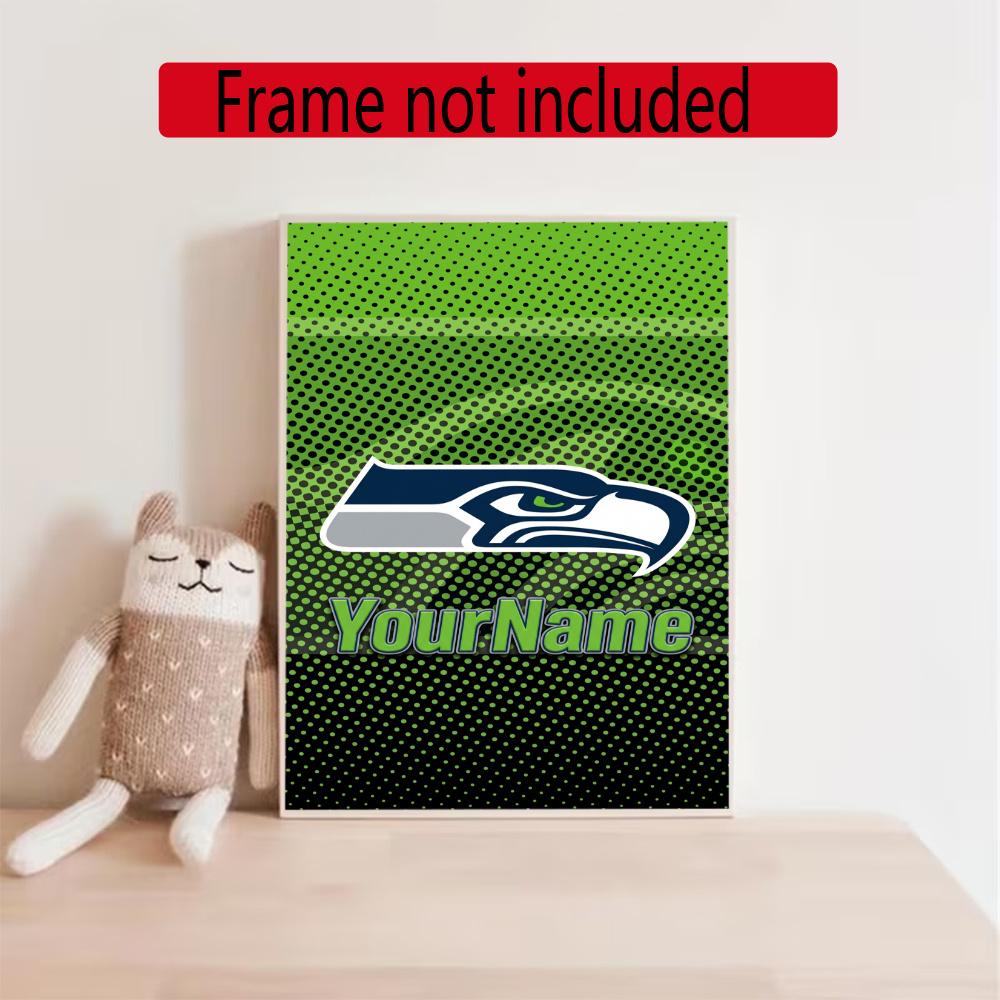 Seattle Seahawks Customize Your Name Diamond Painting Round Diamond Rhinestones Mosaic Diamond Embroidery Wall Paintings Rhinestones Gift Frameless