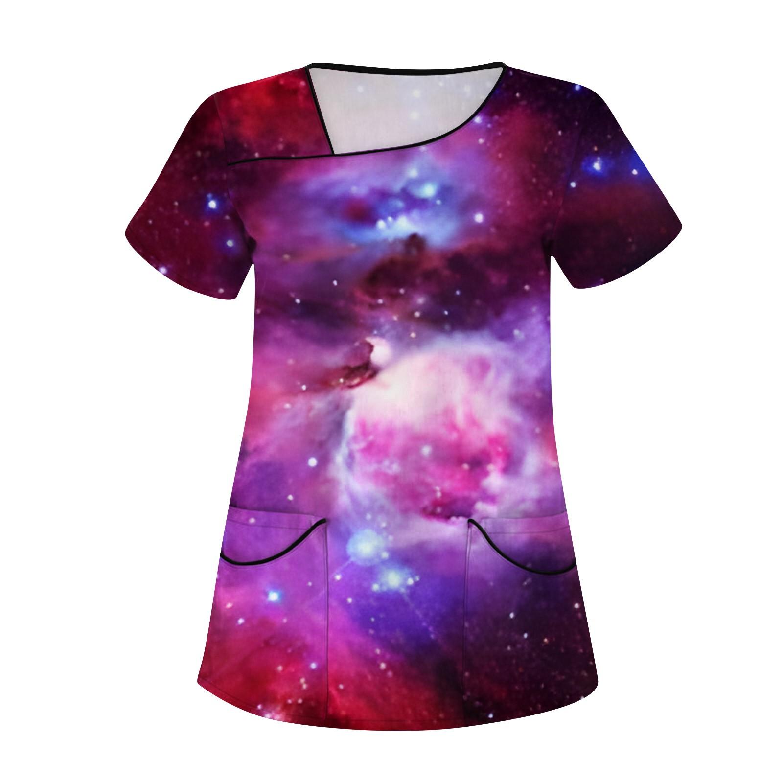 

Жіночий модний принтований робочий одяг з короткими рукавами та кишенями. Верхній одяг XXXL