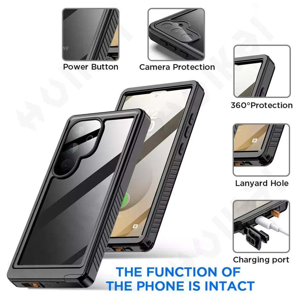 Custodia Impermeabile per Samsung Galaxy S25 S24 S23 S22 Ultra FE A55 A35 A54 4G 5G IP68 Scatola con Guscio in Alluminio 4G 5G Nuoto Telefono di Lusso