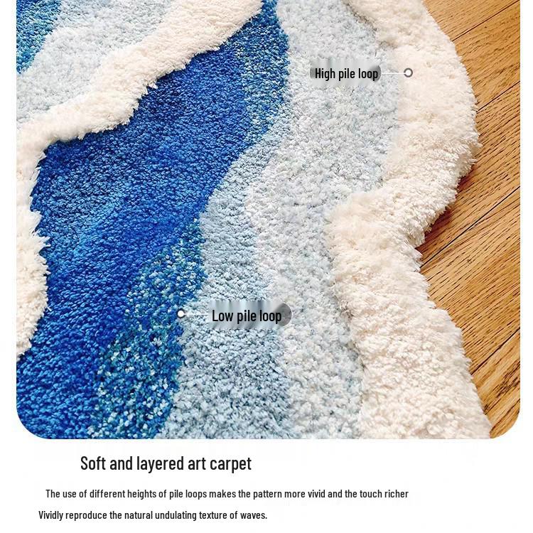 INS Style Long-Haired Non-Slip Wave Pattern Bedside Floor Mat – Customizable with Photos