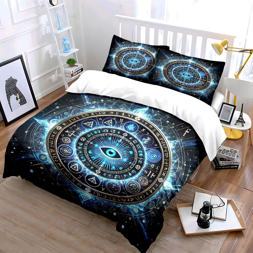 Spiritual Symbol Decor Set Bedding Set With 1 Duvet Cover 2 Pillowcases Single Double King Queen, Gift