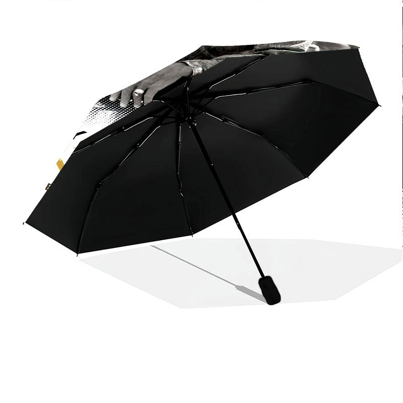 1pc Johnny Hallyday pattern Umbrella Portable Folding Umbrella Iron Frame Hole Bone Structure Outdoor Home Umbrella