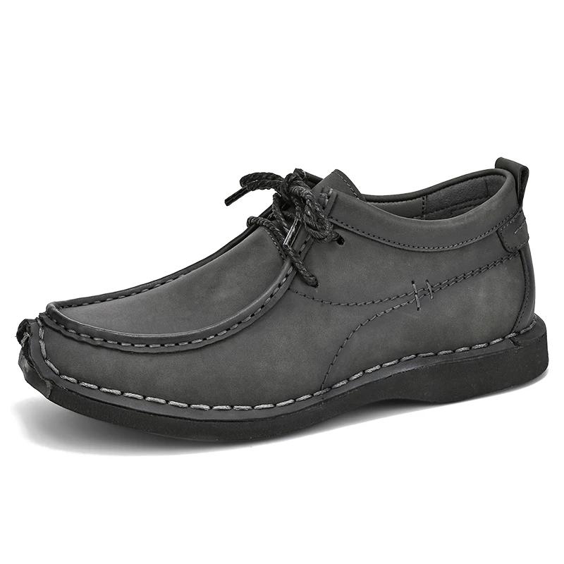 Genuine Leather Mens Casual Shoes Designer Business Work Shoes Brand Comfortable Walking Sneakers Lace Up Sport Shoes Mocassins