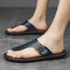 Übergröße Mode Weiches Leder Herren Flip-Flops Outdoor Wasserdichte Strandsandalen Sommer Herren Hausschuhe