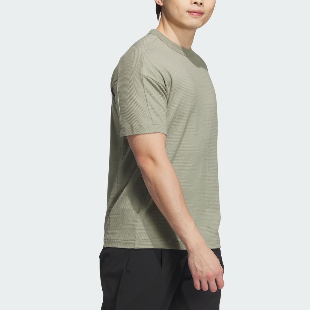 Adidas Wuji Jacquard T-Shirt, Pure Color, Round Neck, Sports Casual, Short Sleeve Men Tops Taupe JI8709