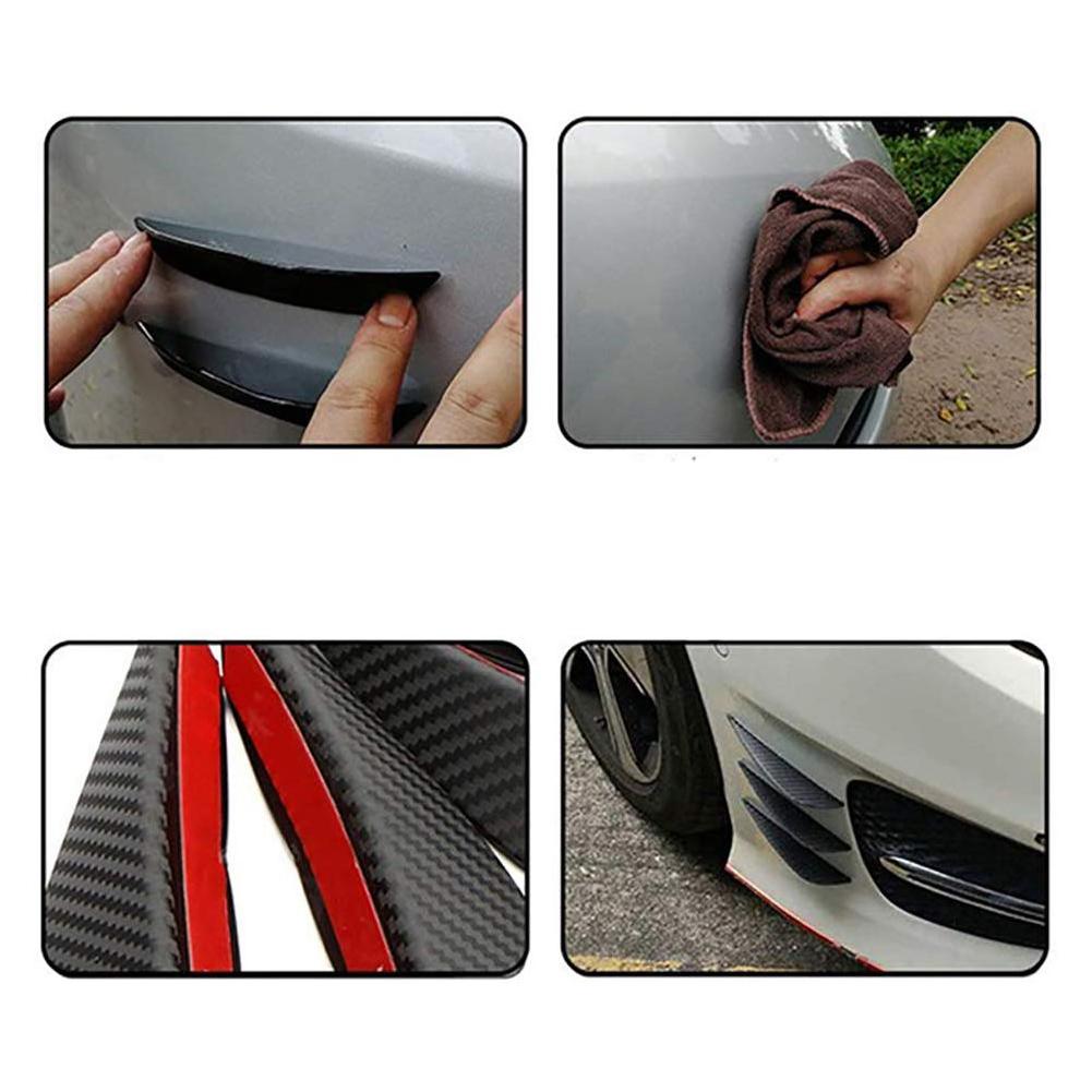 Universal Carbon Fiber Pattern Front Bumper Lip Fins Canards Splitters Body Diffuser