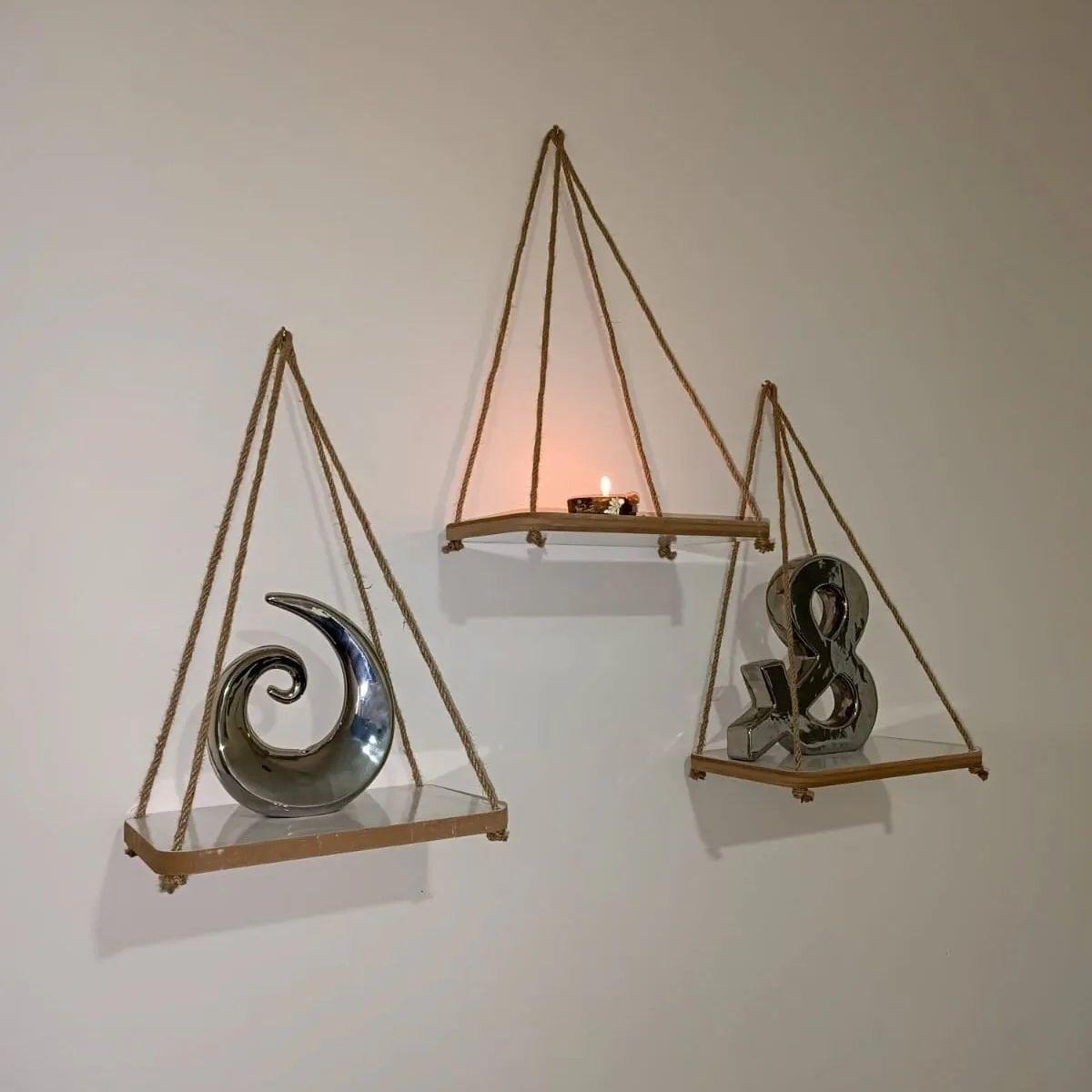 

3 шт., веревочная полка, настенная полка, деревянный подсвечник, держатель для аксессуаров и украшения