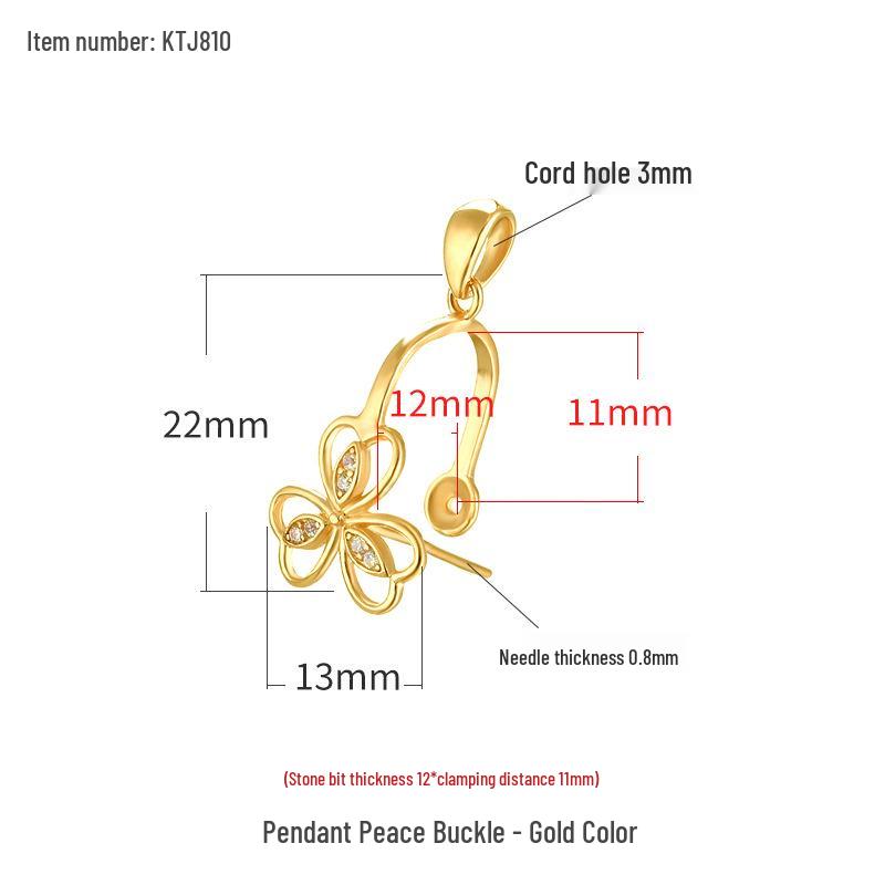 

925 Sterling Silver Jadeite Jade Peace Buckle Pendant Clasp for DIY Jewelry 12mm Thickness, 11mm Gap золотой