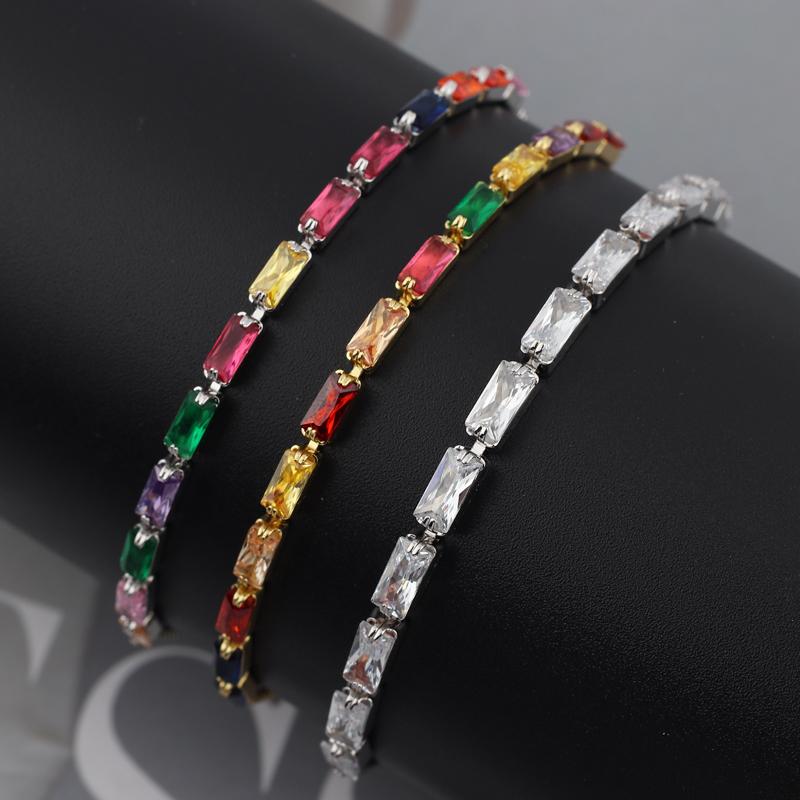 Women's Charm Tennis CZ Zircon Rainbow Bracelet For Women Luxury Multicolor Crystal Bracelet Couple Jewelry Gifts Pulseras Femme