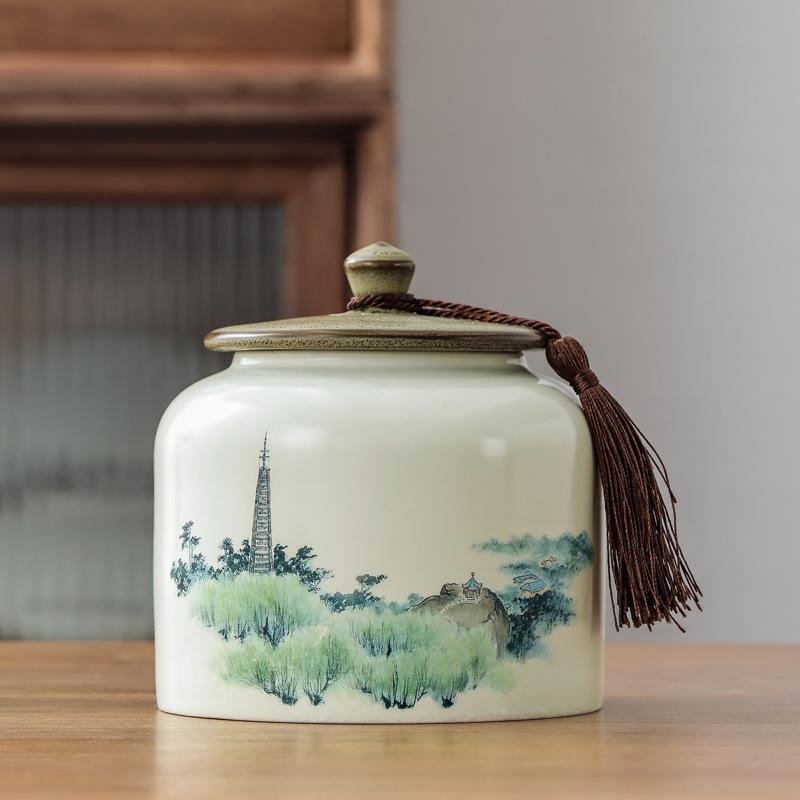 High-quality and safe food Traditional tea can Large-capacity ceramic tea powder can Customized deposit