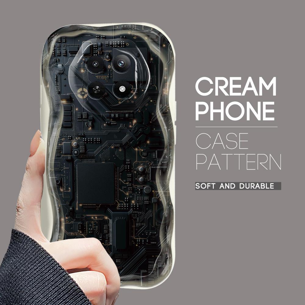 Cartoon Pattern Cream Texture Casing Wavy Edge Soft Silicone Cover Phone Case for OPPO Reno Realme OnePlus Vivo