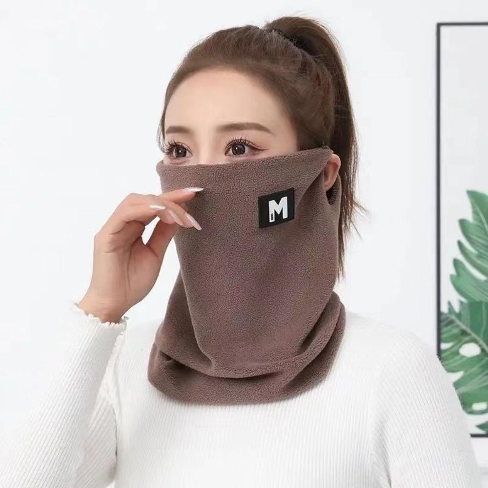 

Fashion Plush Neck Warmer Thickened Lining Keep Warm Pullover Cap Windproof Sport Scarf кавовий