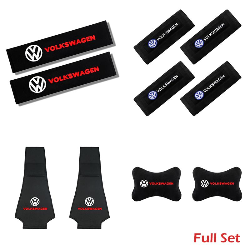 2026 Heiß Für VW VOLKSWAGEN Set Autositz Nackenkissen&Sicherheitsgurtabdeckung Komfort Ruhen Reisekissen Für Volkswagen VW GOLF Polo Tig